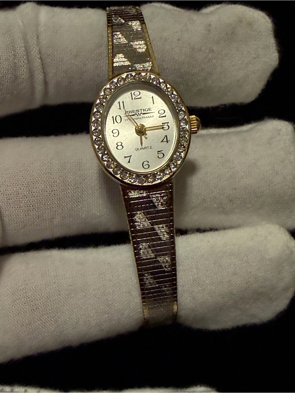 Gold and Silver Tone Ladies Crystal Bezel Watch